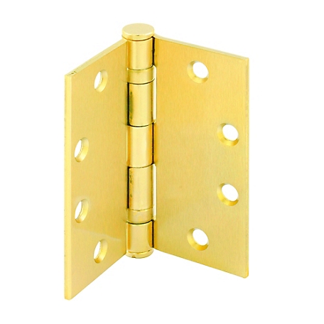 Prime-Line Door Hinge Commercial Smooth Pivot 2 Ball Bearing 4-1/2 in., x 4-1/2 in., Satin Brass Finish .134 in., Gauge 3 Pack