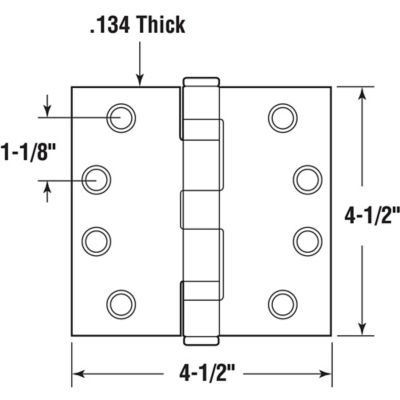 Image showing  Door Hinge Commercial Smooth Pivot 2 Ball Bearing 4-1/2 in., x 4-1/2 in., Satin Brass Finish .134 in., Gauge 3 Pack