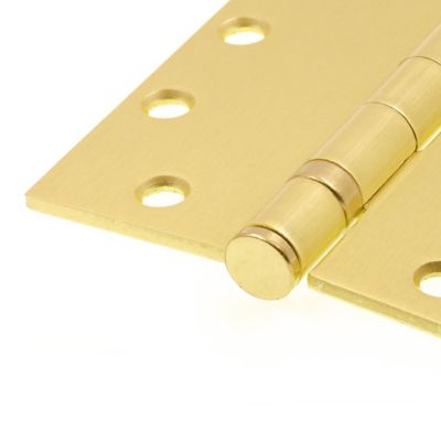 Image showing  Door Hinge Commercial Smooth Pivot 2 Ball Bearing 4-1/2 in., x 4-1/2 in., Satin Brass Finish .134 in., Gauge 3 Pack