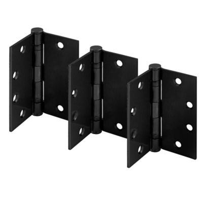 Image showing  Door Hinge Commercial Smooth Pivot 2 Ball Bearing 4-1/2 in., x 4-1/2 in., Matte Black Finish .134 in., Gauge 3 Pack