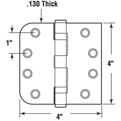 Image showing  Door Hinge, Commercial, Smooth Pivot, 2 Ball Bearing, 4 in., Satin Nickel Finish, 3 pk., U 1157353