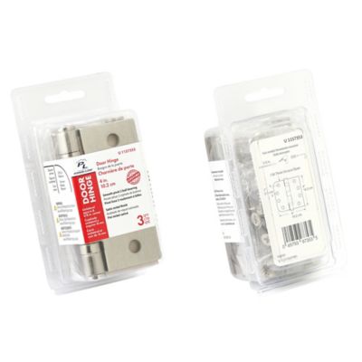 Image showing  Door Hinge, Commercial, Smooth Pivot, 2 Ball Bearing, 4 in., Satin Nickel Finish, 3 pk., U 1157353