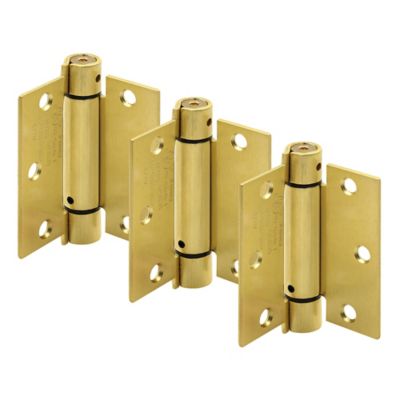 Image showing  Door Hinge, Commercial, UL Adj. Self-Closing Spring, 3.6 in., Satin Brass Finish, .106 in. ga., 3 pk., , U 1158263