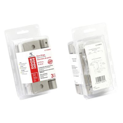 Image showing  Commercial UL Adjustable Self-Closing Spring Door Hinge, 4.5 x 4.5in., Satin Nickel Finish, .134 in. Gauge, 3 pk.