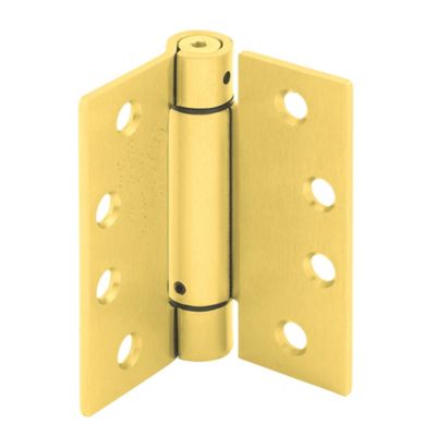 Prime-Line Door Hinge Commercial UL Adjustable Self-Closing Spring Hinge 4.5 x 4.5 in., Satin Brass Finish .134 in., Gauge 3 pk.