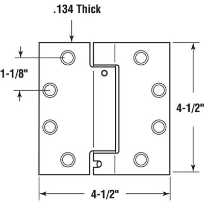 Image showing  Door Hinge Commercial UL Adjustable Self-Closing Spring Hinge 4.5 x 4.5 in., Satin Brass Finish .134 in., Gauge 3 pk.