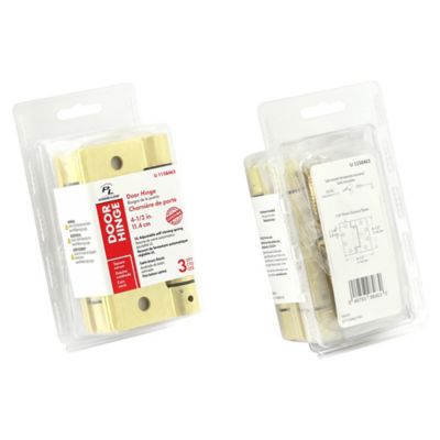 Image showing  Door Hinge Commercial UL Adjustable Self-Closing Spring Hinge 4.5 x 4.5 in., Satin Brass Finish .134 in., Gauge 3 pk.