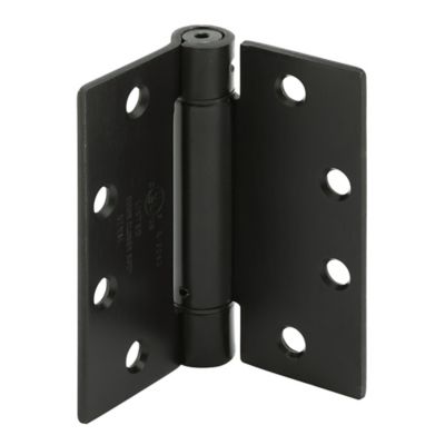 Image showing  Door Hinge Commercial UL Adjustable Self-Closing Spring Hinge 4.5 x 4.5 in., Matte Black Finish .134 in., Gauge 3 pk.