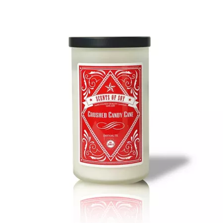 Soy Scents14 oz Crushed candy cane jar candle Holiday Candles & Melts