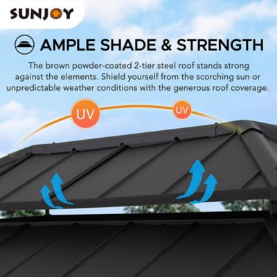 Image showing 6 th Sunjoy 8 ft. x 12 ft. Churchill Cedar Framed Grill Gazebo