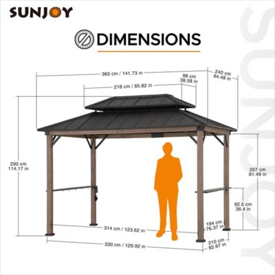 Image showing 7 th Sunjoy 8 ft. x 12 ft. Churchill Cedar Framed Grill Gazebo