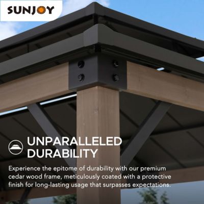 Image showing 3 th Sunjoy 8 ft. x 12 ft. Churchill Cedar Framed Grill Gazebo