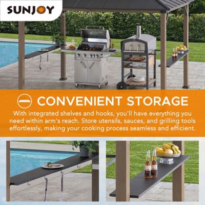 Image showing 4 th Sunjoy 8 ft. x 12 ft. Churchill Cedar Framed Grill Gazebo