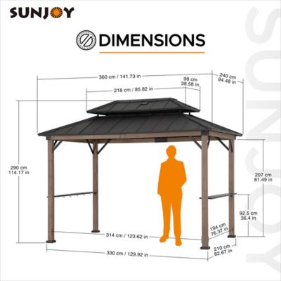 Image showing 6 th Sunjoy 8 ft. x 12 ft. Churchill Cedar Framed Grill Gazebo