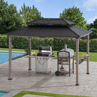 Sunjoy 8 ft. x 12 ft. Churchill Cedar Framed Grill Gazebo