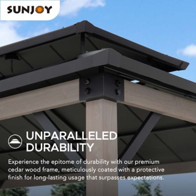 Image showing 3 th Sunjoy 8 ft. x 12 ft. Churchill Cedar Framed Grill Gazebo