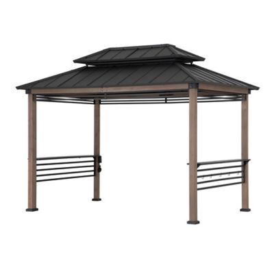 Sunjoy Cedar Framed Gazebo with Steel Hardtop Roof at