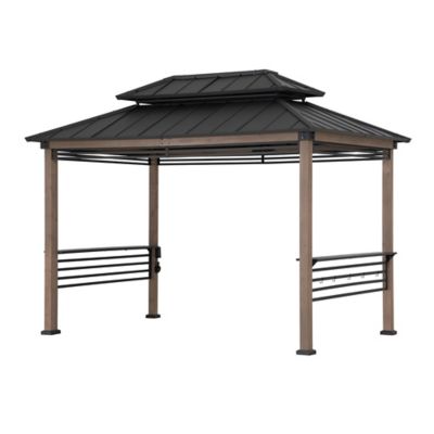 Sunjoy 8 x 12ft. Aspen Cedar Framed Grill Gazebo with AC Power Port or DC Solar Power