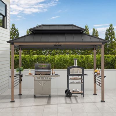 Image showing  8 ft. x 12 ft. Aspen Cedar Framed Grill Gazebo with AC Power Port or DC Solar Power