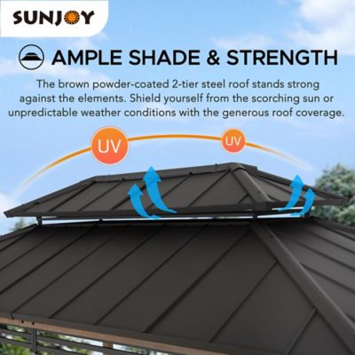 Image showing  8 ft. x 12 ft. Aspen Cedar Framed Grill Gazebo with AC Power Port or DC Solar Power