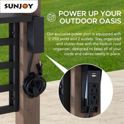 Image showing  8 ft. x 12 ft. Aspen Cedar Framed Grill Gazebo with AC Power Port or DC Solar Power