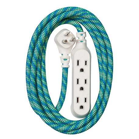 360 Electrical Habitat Braided 3-Outlet Extension Cord (15 ft. - Mint Julep)