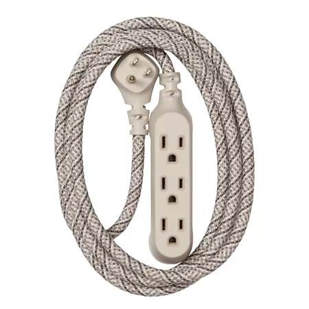 360 Electrical Habitat 3-Outlet Braided Extension Cord (15 ft - French Grey) Extension Cords