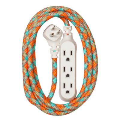 360 Electrical Habitat Braided 3-Outlet Extension Cord (8 ft. - Poppy Fields)