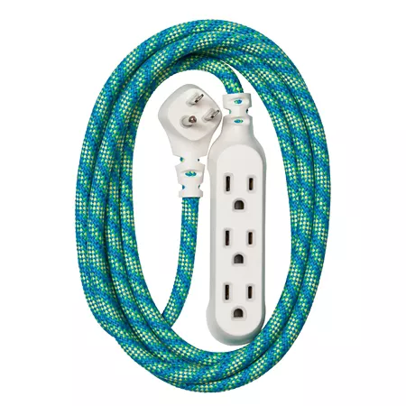 360 Electrical Habitat 3-Outlet Braided Extension Cord (8 ft - Mint Julep) Extension Cords