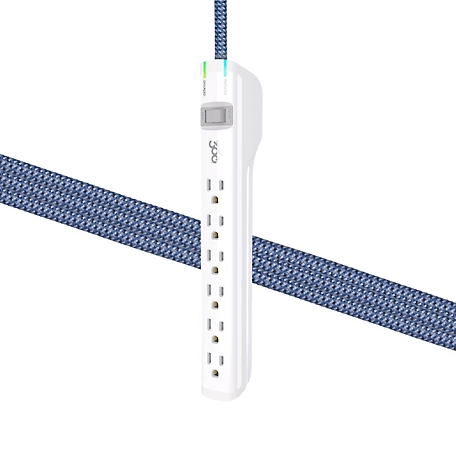 360 Electrical Habitat Suite Braided 6-Outlet Surge Strip (3 ft. - White / Summer Twilight)