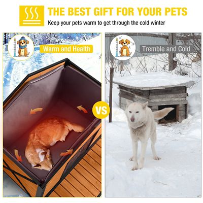 Image showing  Waterproof Insulated Indoor/Outdoor Wooden Dog House with Liner, Medium