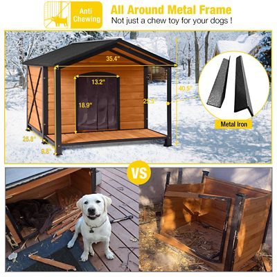 Image showing 5 th Aivituvin Waterproof Insulated Indoor/Outdoor Wooden Dog House with Liner, Medium