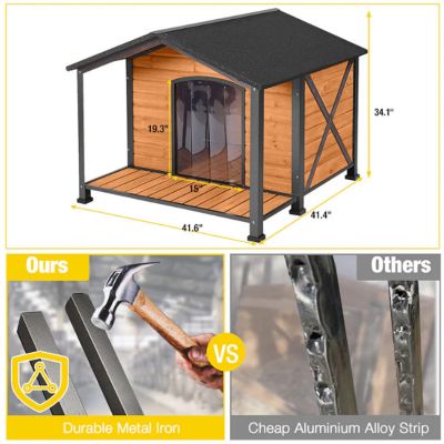 Image showing 6 th Aivituvin Waterproof Insulated Indoor/Outdoor Wooden Dog House with Liner, Medium