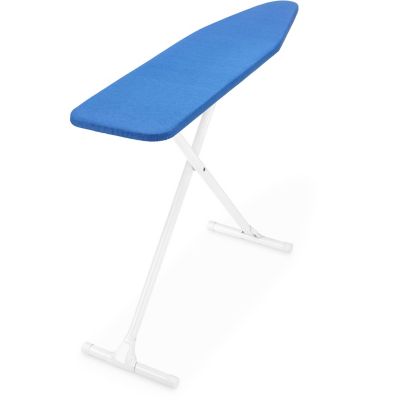 Whitmor Deluxe T-Leg Ironing Board with Perforated Metal Top, White Frame, and Padded Blue Cover