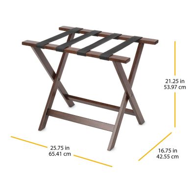 Image showing  Rubberwood Folding Luggage Rack with a Walnut Finish