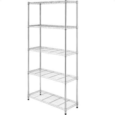Whitmor Supreme 5-Tier Shelving with 350 lb. Weight Capacity per Shelf, 72 in. H x 36 in. W x 14 in. D, Chrome, 6060-267
