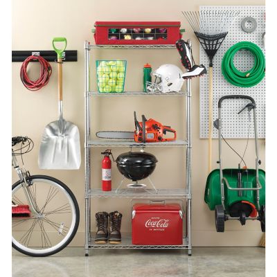 Image showing  Supreme 5-Tier Shelving with 350 lb. Weight Capacity per Shelf, 72 H x 36 W x 14 D in., Chrome