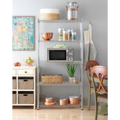 Image showing  Supreme 5-Tier Shelving with 350 lb. Weight Capacity per Shelf, 72 H x 36 W x 14 D in., Chrome