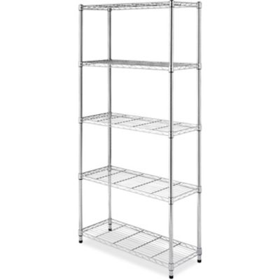 Whitmor Supreme Large 5-Tier Shelving with 500 lb. Weight Capacity per Shelf, 74 in. H x 48 in. W x 18 in. D, Chrome, 6058-3885