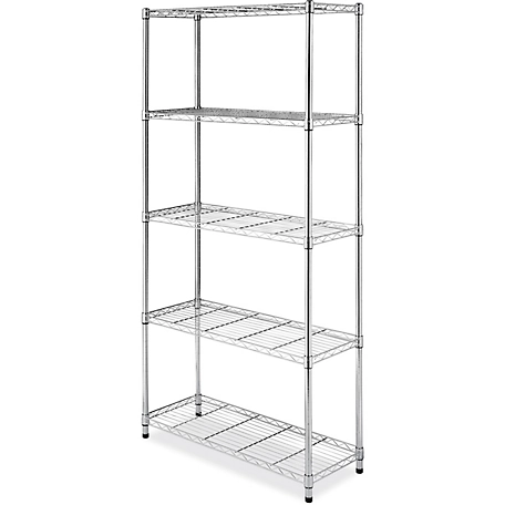Whitmor Supreme Large 5-Tier Shelving with 500 lb. Weight Capacity per Shelf, 74 in. H x 48 in. W x 18 in. D, Chrome, 6058-3885