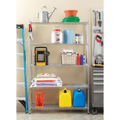 Image showing  Supreme Large 5-Tier Shelving with 500 lb. Weight Capacity per Shelf, 74 in. H x 48 in. W x 18 in. D, Chrome