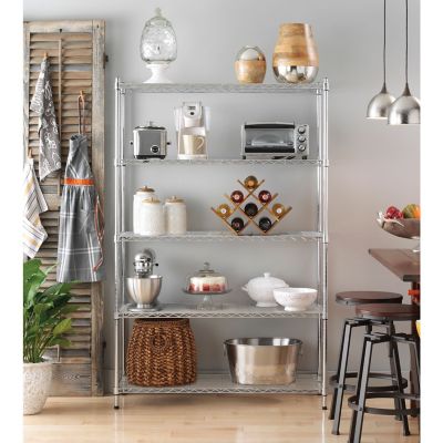 Image showing  Supreme Large 5-Tier Shelving with 500 lb. Weight Capacity per Shelf, 74 in. H x 48 in. W x 18 in. D, Chrome