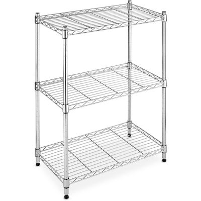 Whitmor Supreme Small 3-Tier Shelving with 200 lb. Weight Capacity per Shelf, 30 in. H x 23 in. W x 13 in. D, Chrome, 6060-3436