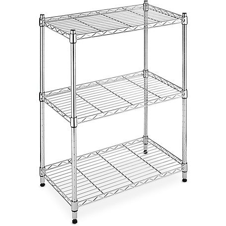 Whitmor Supreme Small 3-Tier Shelving with 200 lb. Weight Capacity per Shelf, 30 in. H x 23 in. W x 13 in. D, Chrome, 6060-3436