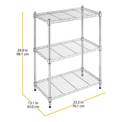 Image showing  Supreme Small 3-Tier Shelving with 200 lb. Weight Capacity per Shelf, 30 H x 23 W x 13 D in., Chrome