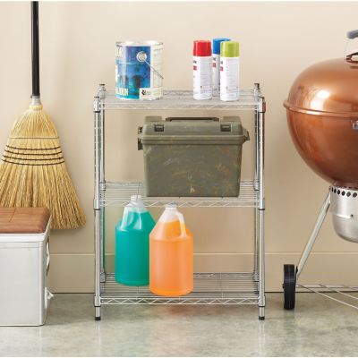 Image showing  Supreme Small 3-Tier Shelving with 200 lb. Weight Capacity per Shelf, 30 H x 23 W x 13 D in., Chrome