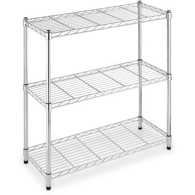 Whitmor Supreme 3-Tier Shelving with 350 lb. Weight Capacity per Shelf, 36 in. x 36 in. x 14 in., Chrome