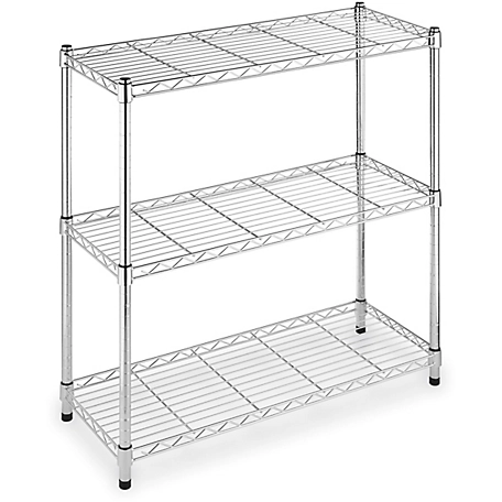 Whitmor Supreme 3-Tier Shelving with 350 lb. Weight Capacity per Shelf, 36 in. H x 36 in. W x 14 in. D, Chrome, 6060-3437