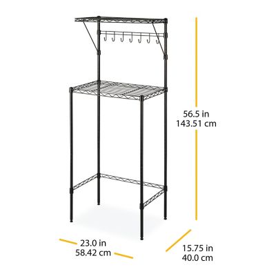 Image showing  Supreme Over-the-Fridge Shelf with Mug and Cup Hooks, 56.5 in. H x 23 in. W x 15.75 in. D, Black