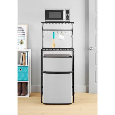 Image showing  Supreme Over-the-Fridge Shelf with Mug and Cup Hooks, 56.5 in. H x 23 in. W x 15.75 in. D, Black